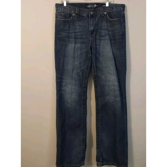 Seven7 Jeans Mens 36x32 Blue Straight Fit Stretch Denim Cotton Blend - Picture 1 of 9